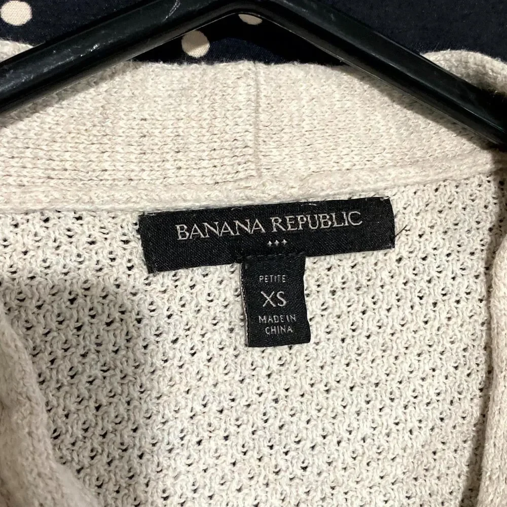 Banana Republic Cardigan Sweater Women’s XSP Beige Cotton Knit Duster Academia - Picture 2 of 7